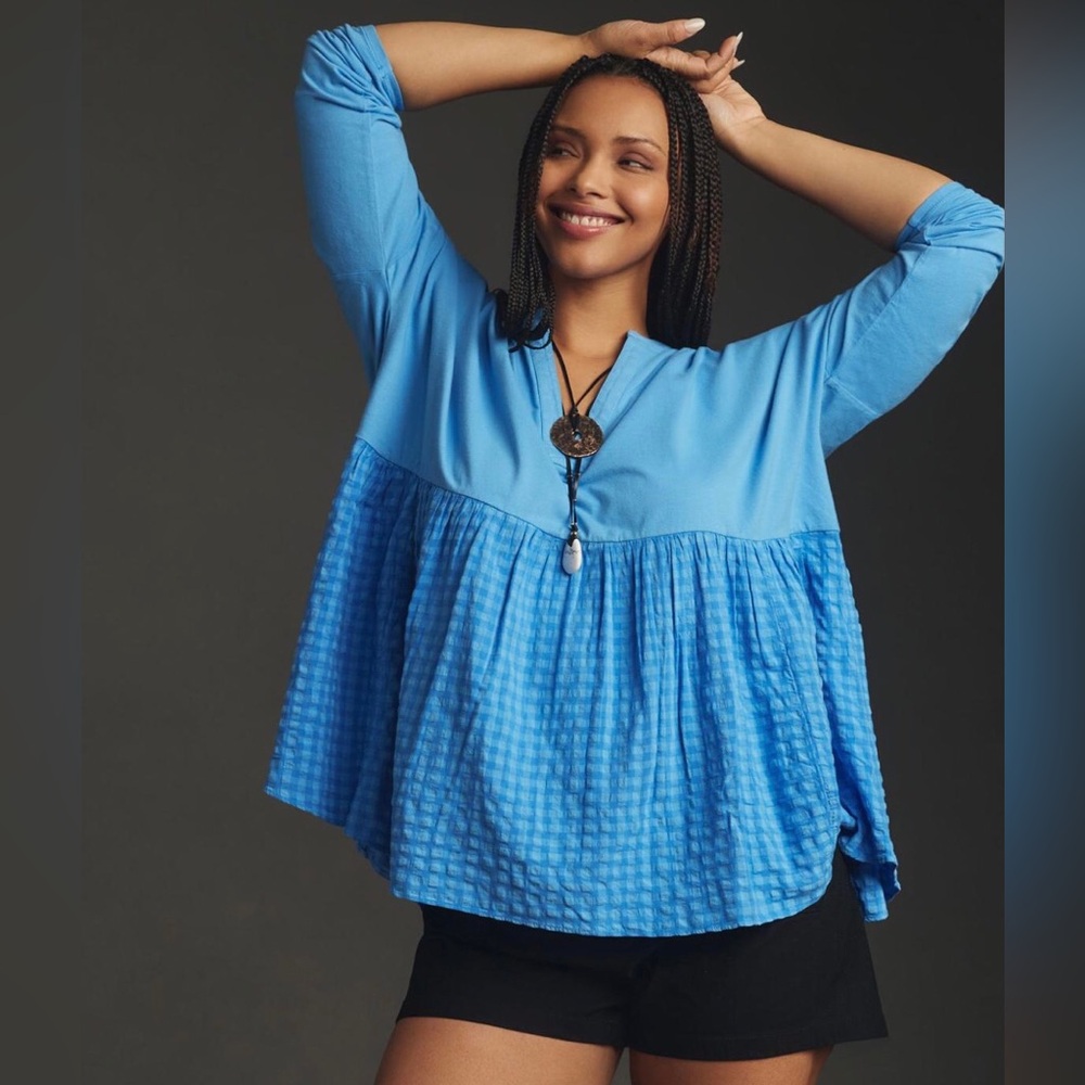 ANTHROPOLOGIE Pilcro Long-Sleeve Oversized Babydoll Top - Picture 2 of 10